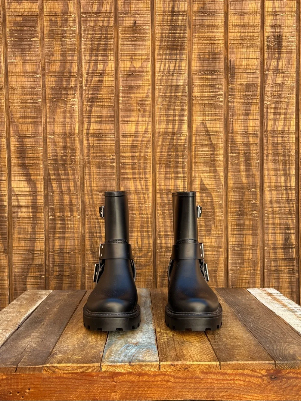 Jeffrey Campbell Black Moto Chunky Rain Boots